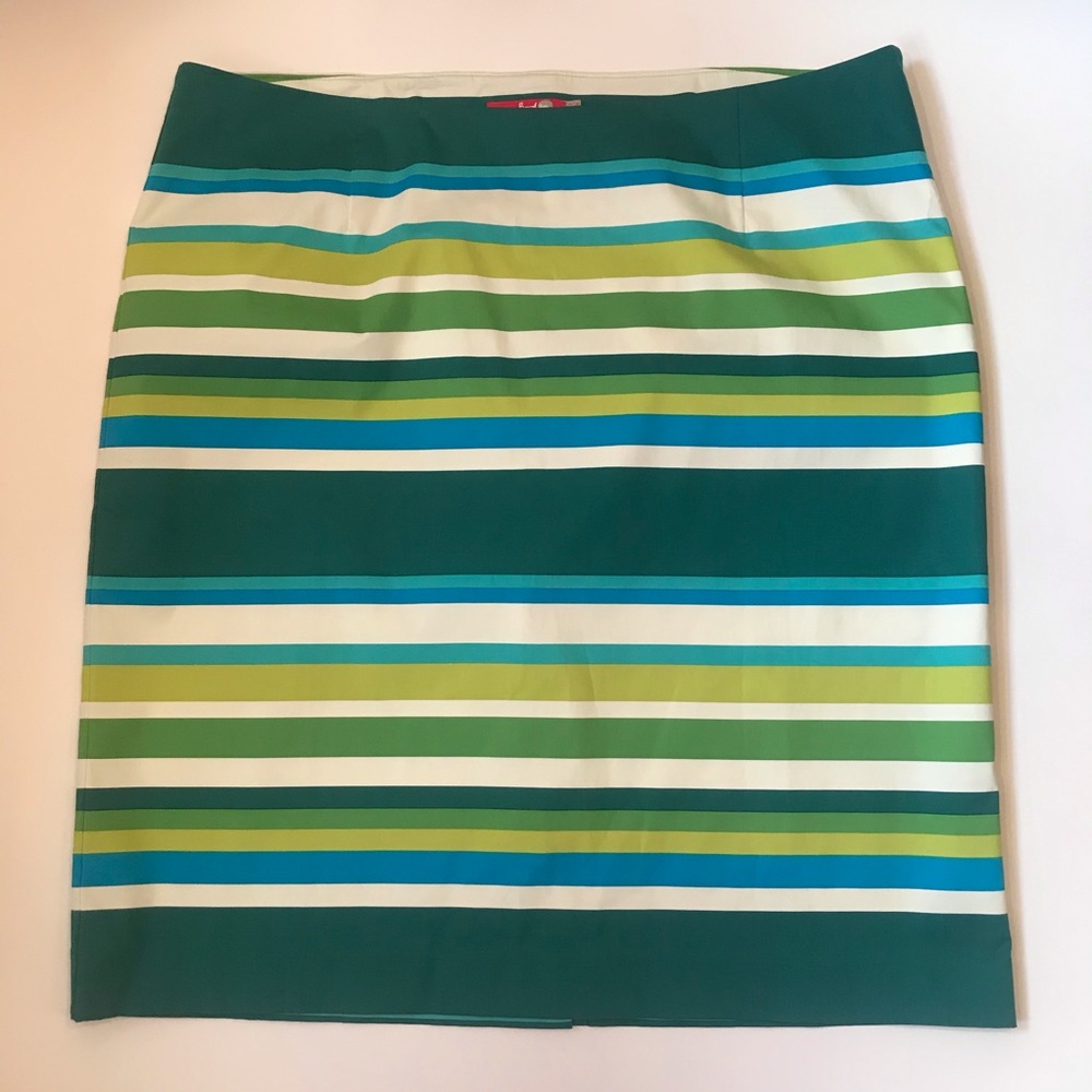 Boden Striped Skirt, Green, Aqua, Cream, Size 18